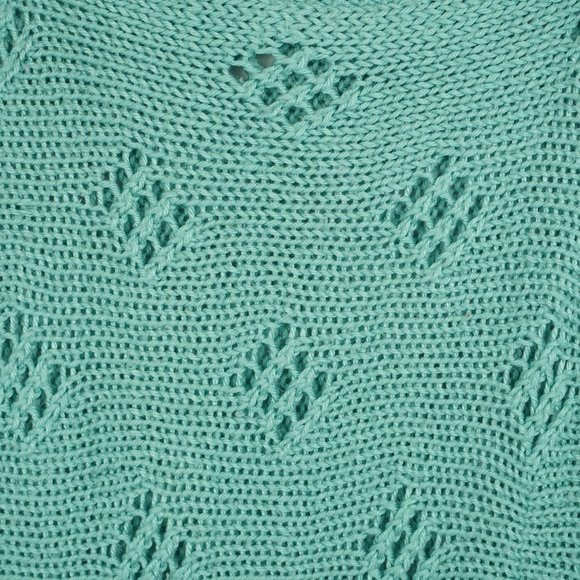 Handmade Green Diamond Knitted‎ Blanket Size 40x42 - Picture 4 of 6